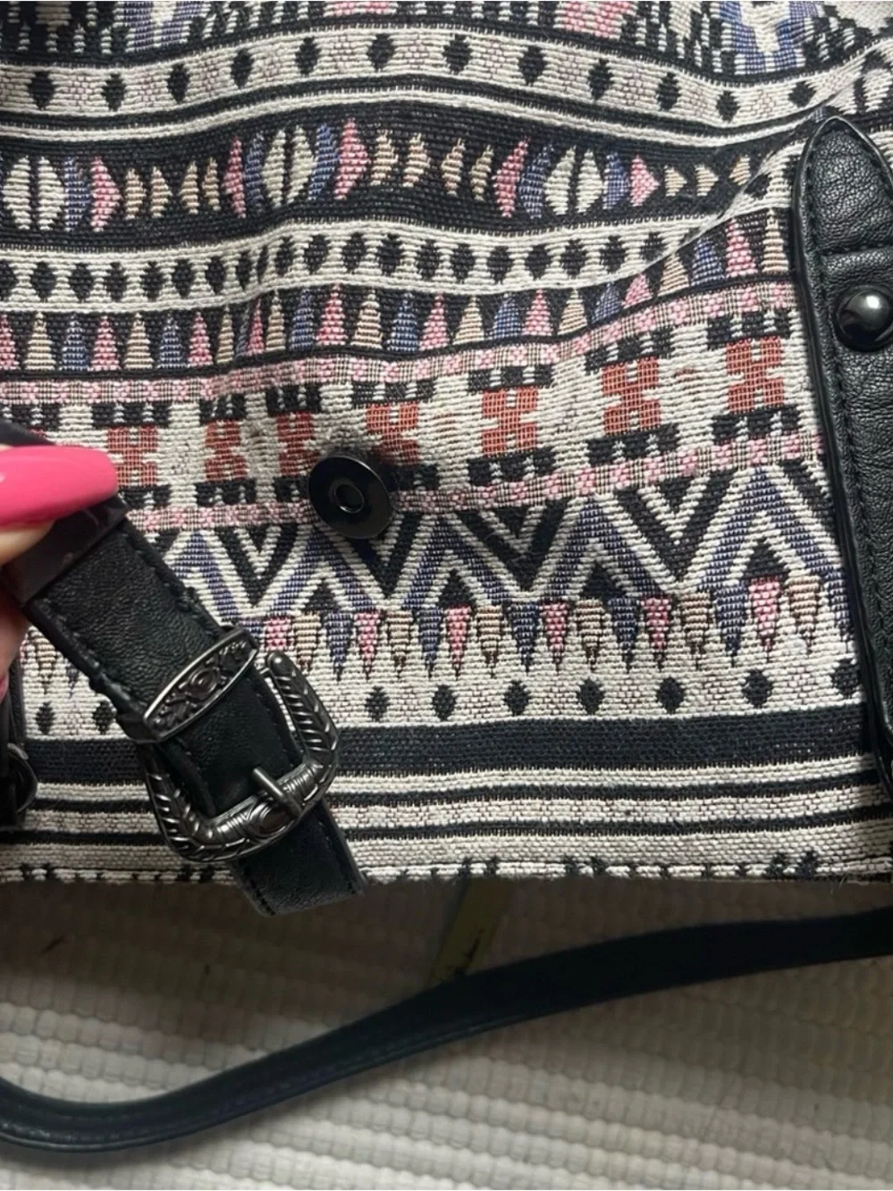 Jessica Simpson Tribal Tapestry Tote Bag Boho Aztec Crossbody Convertible Purse